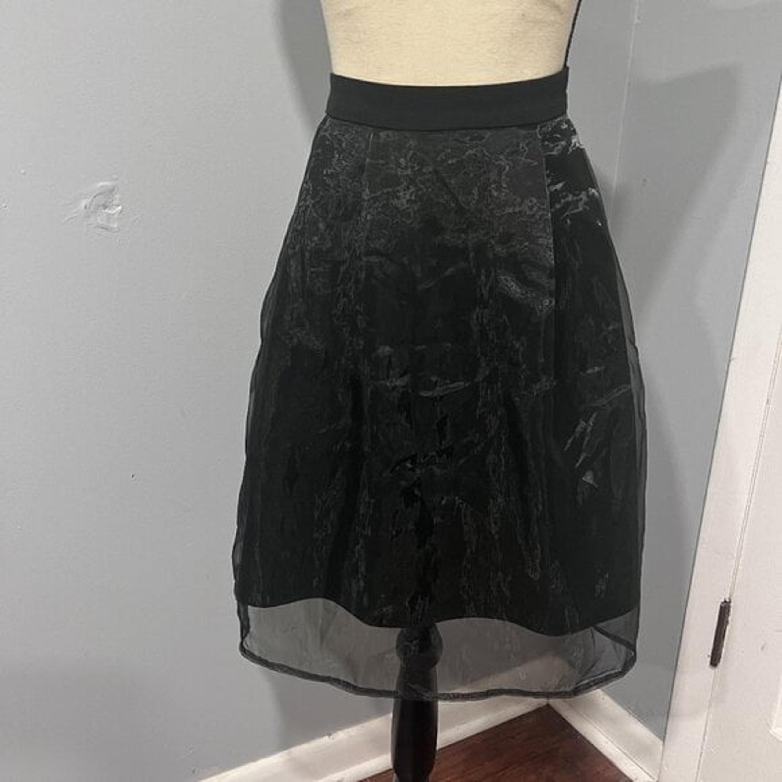 Forever 21 Black Sheer Shell Midi Skirt Women's Size Large