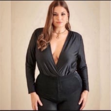 Black Drapery Neckline Bodysuit