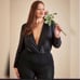 Black Drapery Neckline Bodysuit