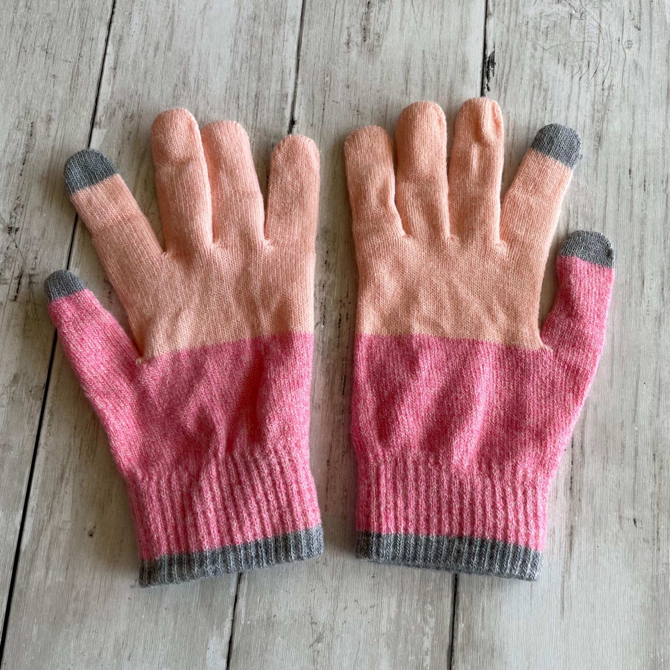 PREOWNED OLD NAVY PINK GREY COLOR BLOCK GLOVES ONE SIZE WOMENS
