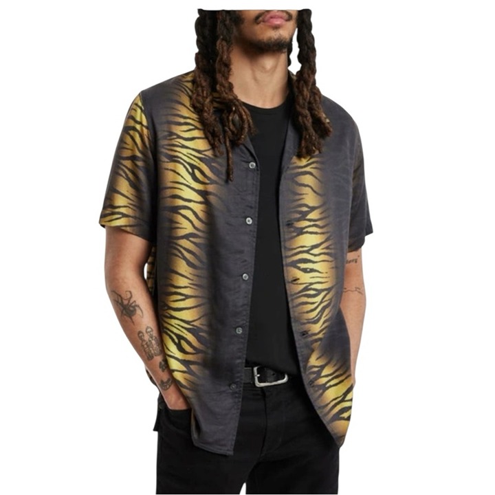 John Varvatos Danny zebra camp shirt, button down short sleeves Size Small NWT