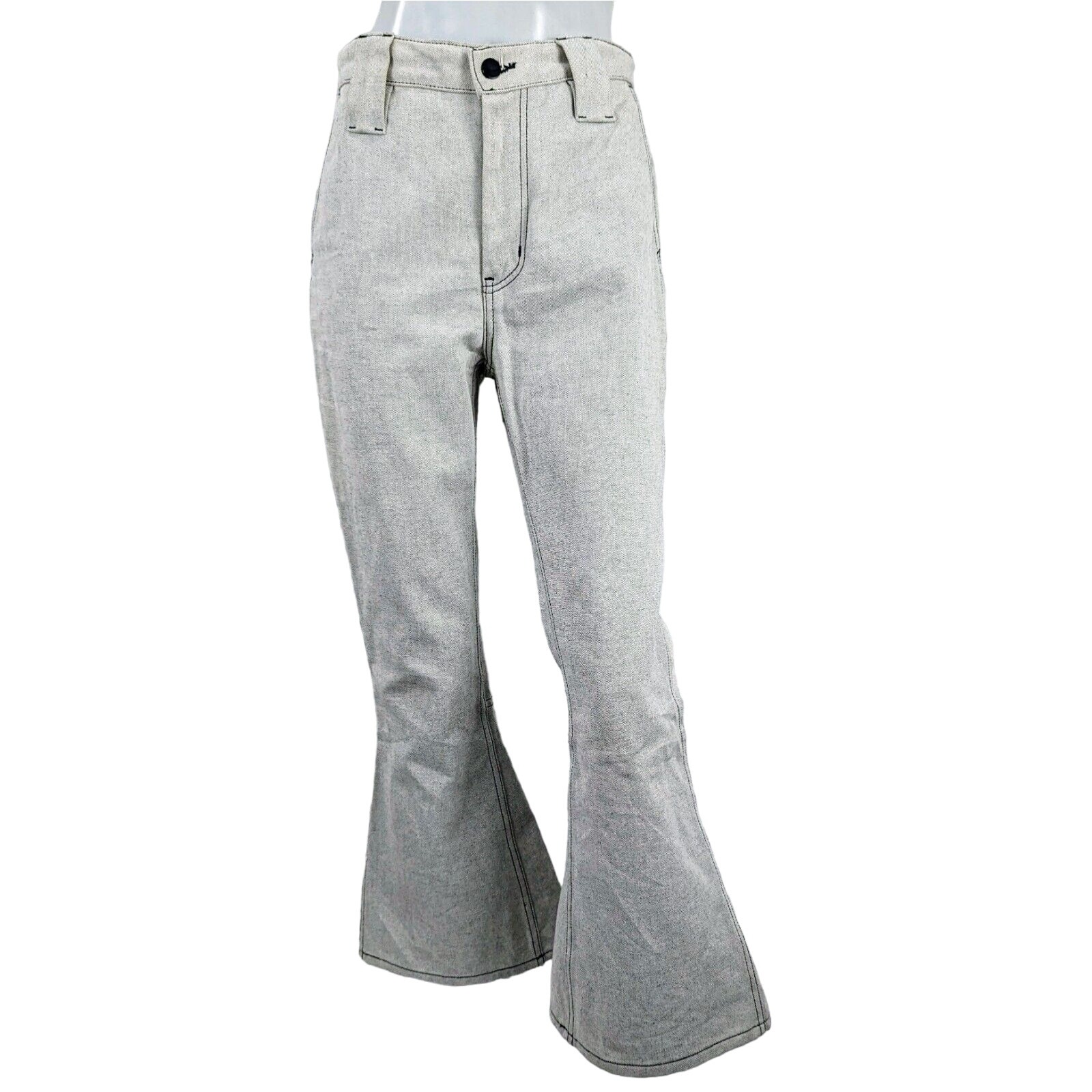TOIT VOLANT High Rise Kick Flare Jean Pants in Gray Women's Size 26
