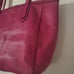 Large vintage Fossil Pink cowhide leather satchel bag back pocket + inside GUC