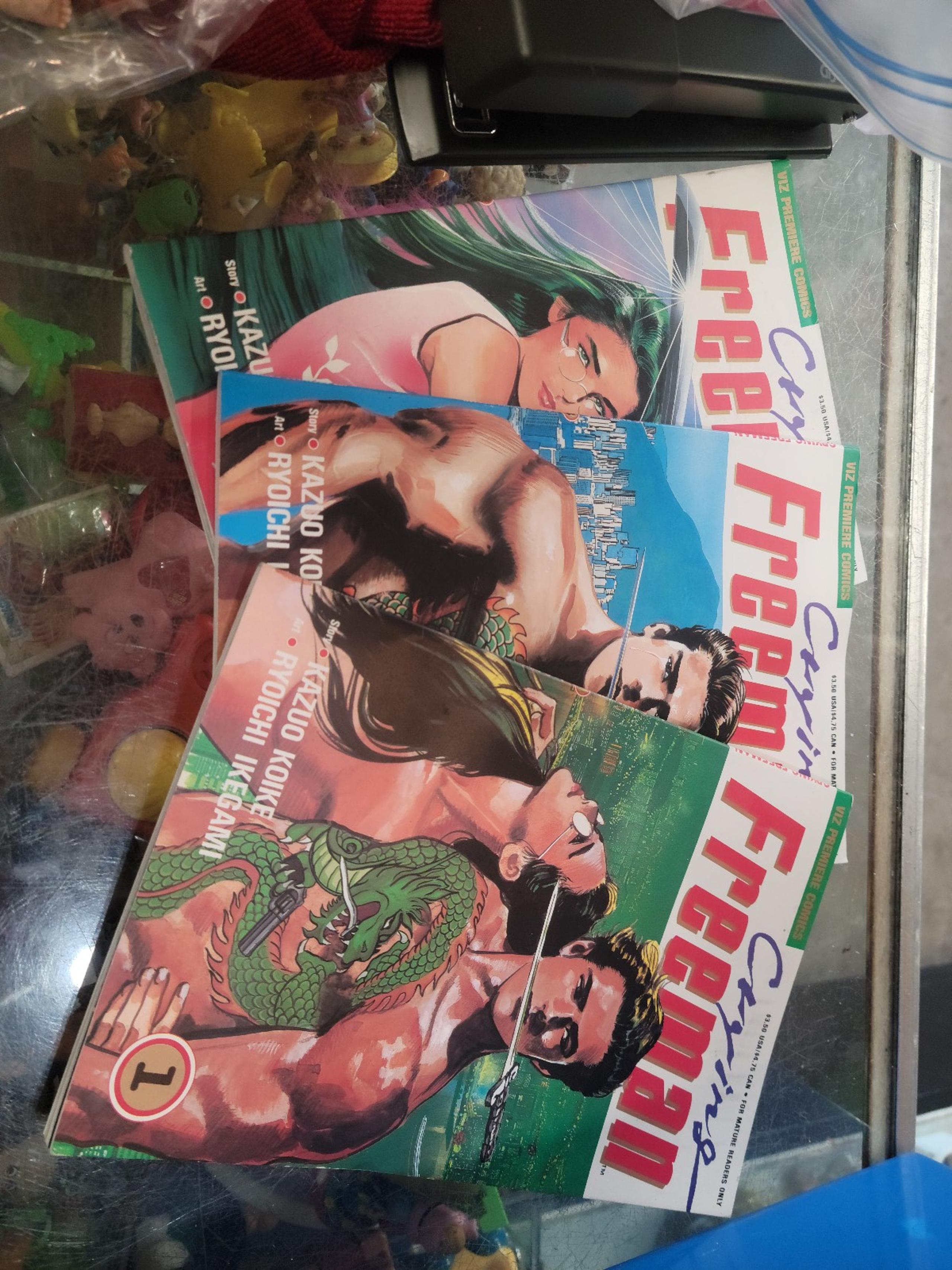 Viz Premiere Comics Crying Freeman 1989 Volume 1-2, 6 Lot Manga English Vintage