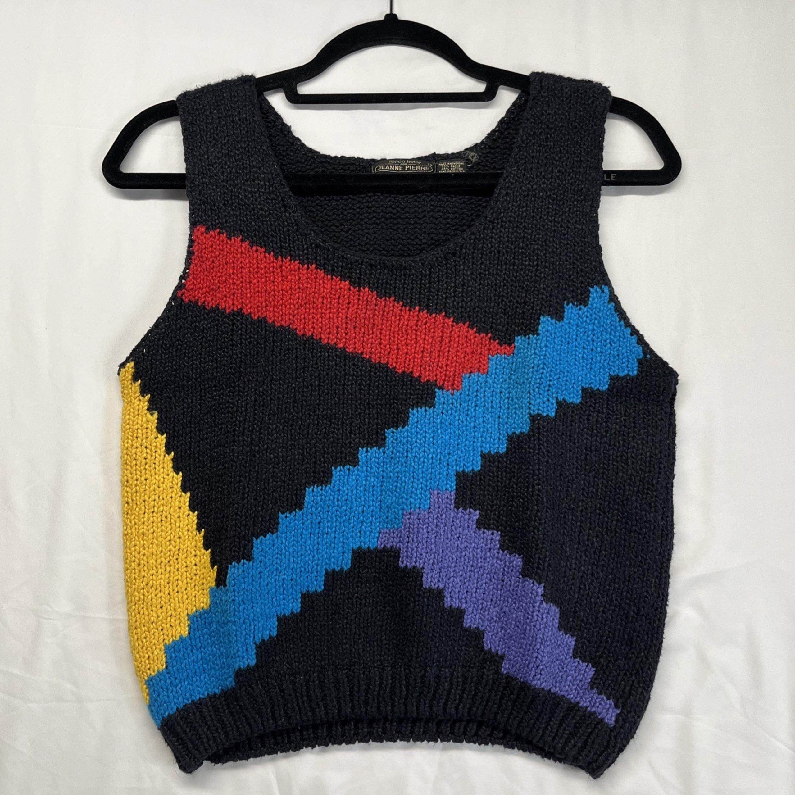 Vintage Jeanne Pierre Vest Women's Medium Tank Top 80s Cotton Outdoor Knit