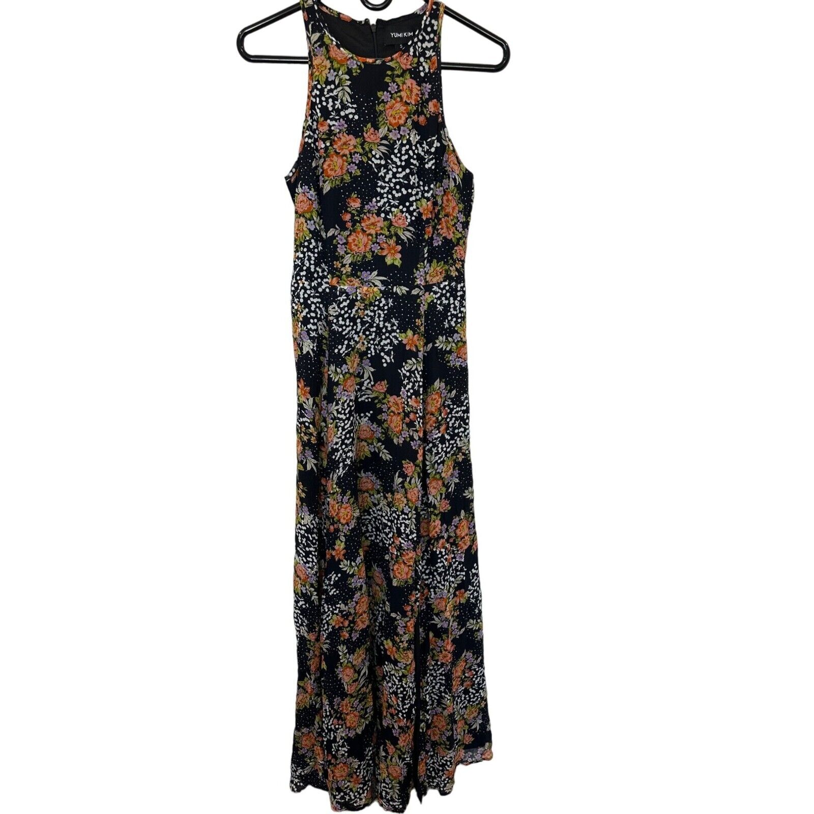 Yumi Kim Dream Floral Dark Fairy Cottage Maxi Dress Front Split NWOT Small