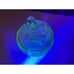 Vintage Vaseline Glass etched hearts and flowers unique shape dish w/ lid GLOWS