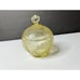 Vintage Vaseline Glass etched hearts and flowers unique shape dish w/ lid GLOWS