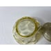 Vintage Vaseline Glass etched hearts and flowers unique shape dish w/ lid GLOWS