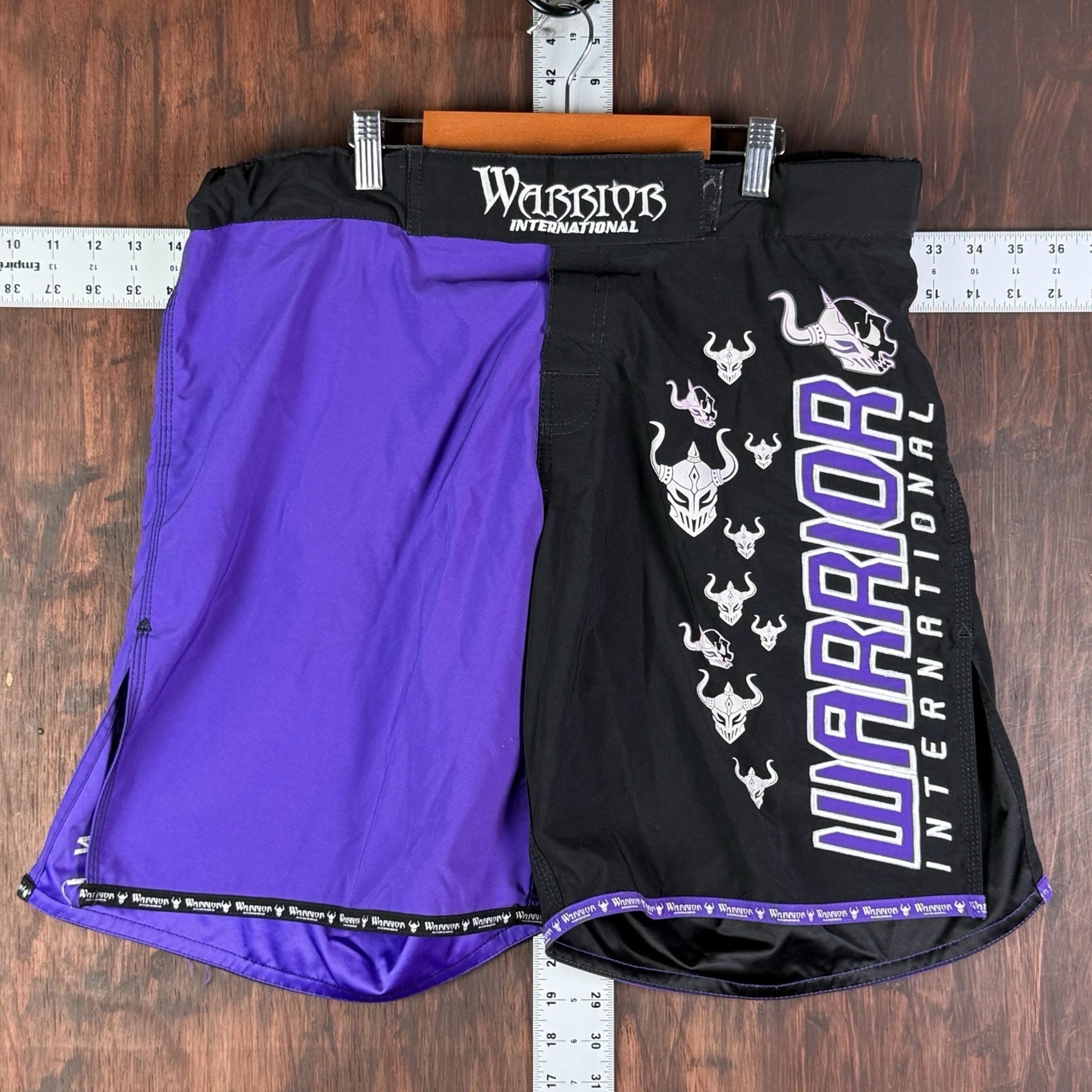 Warrior International MMA Fight Shorts JiuJitsu Gym Workout Purple Black Men 32
