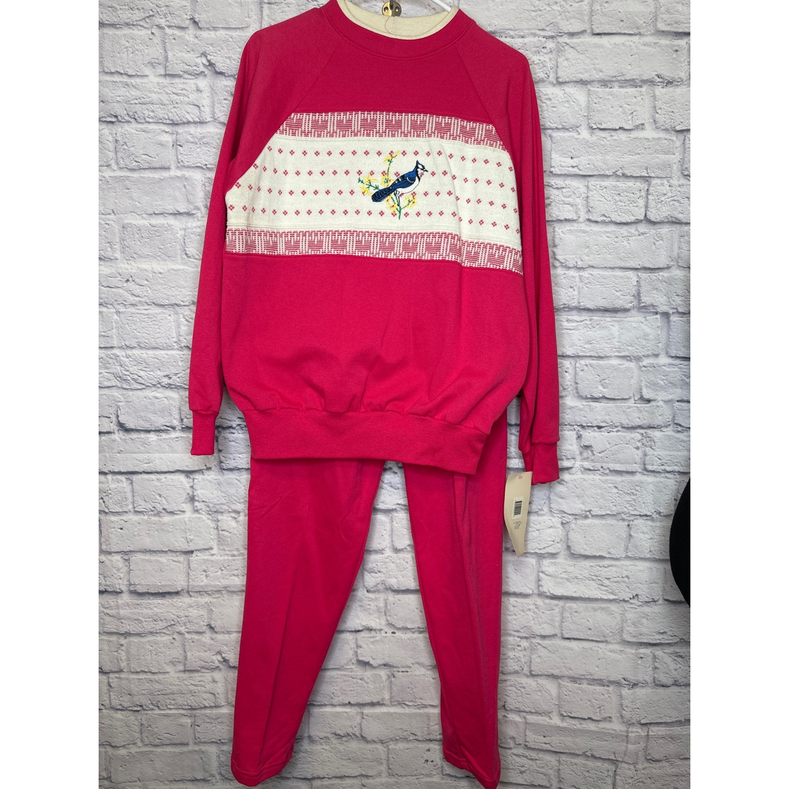 Great Lakes Apparel Vntg Pink 2 Piece Pant Set w/ Pockets Embroidered SZ MD NWT