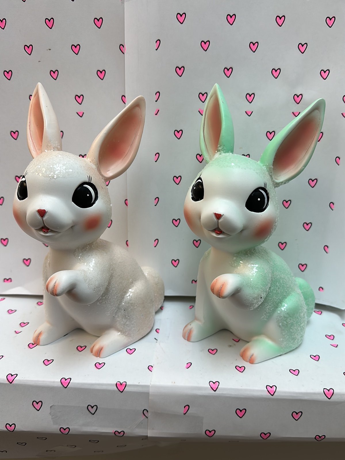 pink and blue Retro Easter bunny set