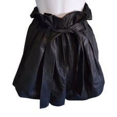 LaMarque Jaira Black Leather Shorts Paper Bag Belted Size Medium