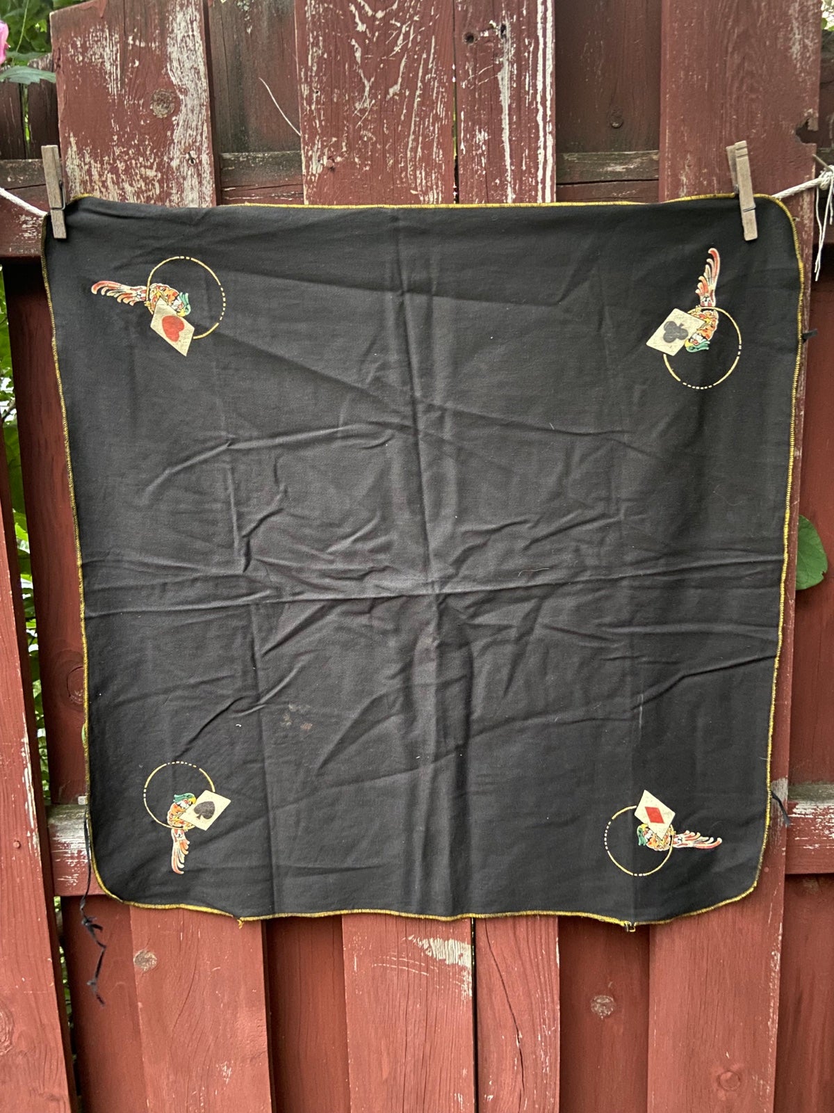 Black Mid Century Card Table Tablescloth