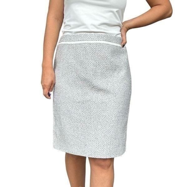New White House Black Market Tweed Pencil Skirt Size 10 White Career Work Preppy