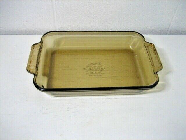 anchor ovenware baking dish 8 x 11.5 x 2 2 quart amber glass #1031