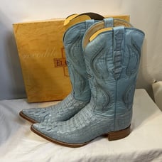 EL GENERAL MEN QUALITY CAIMAN & LEATHER WESTERN BOOTS-Baby Blue-sz 10