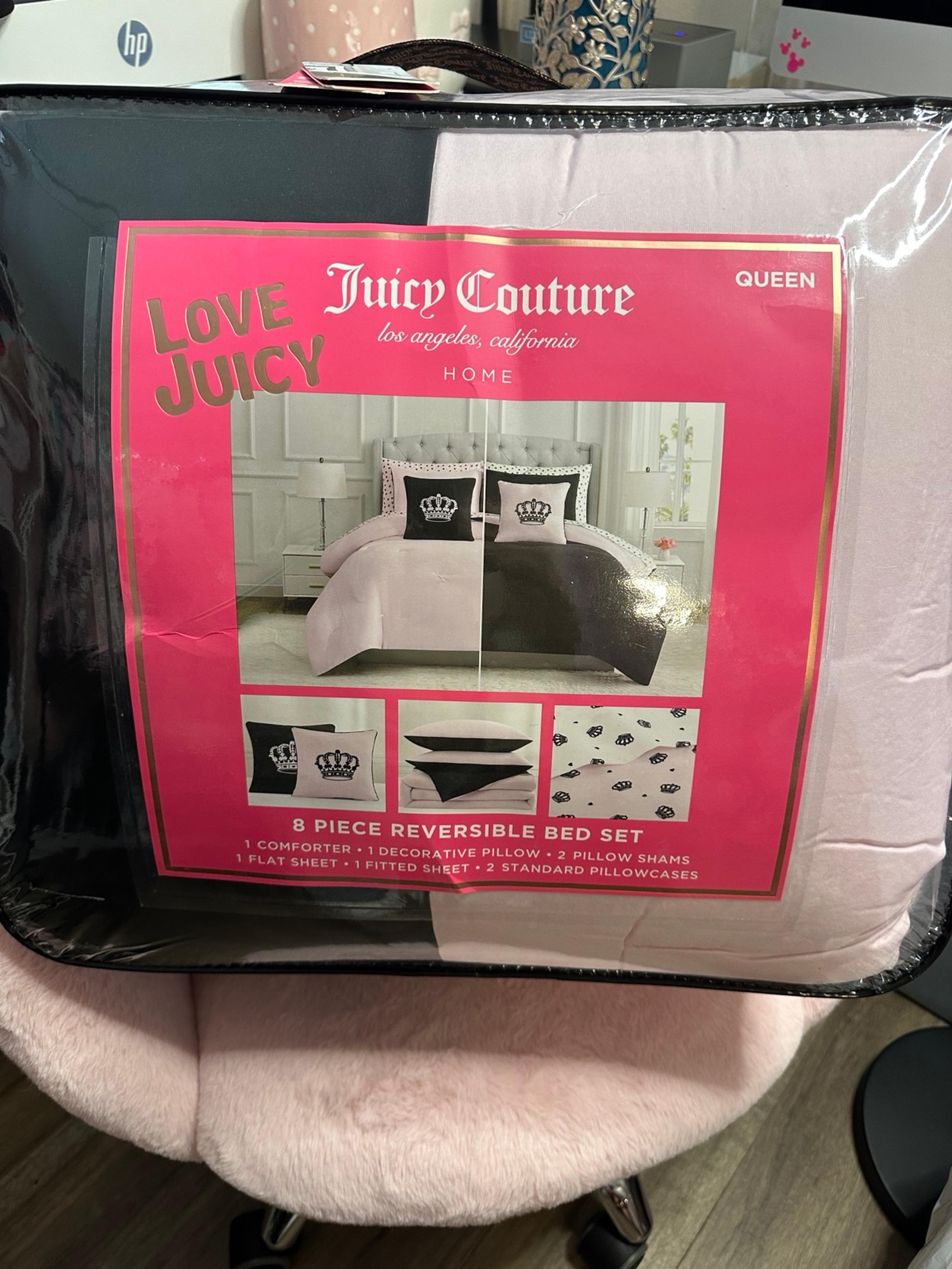 Juicy Couture Queen size pink and black comforter set