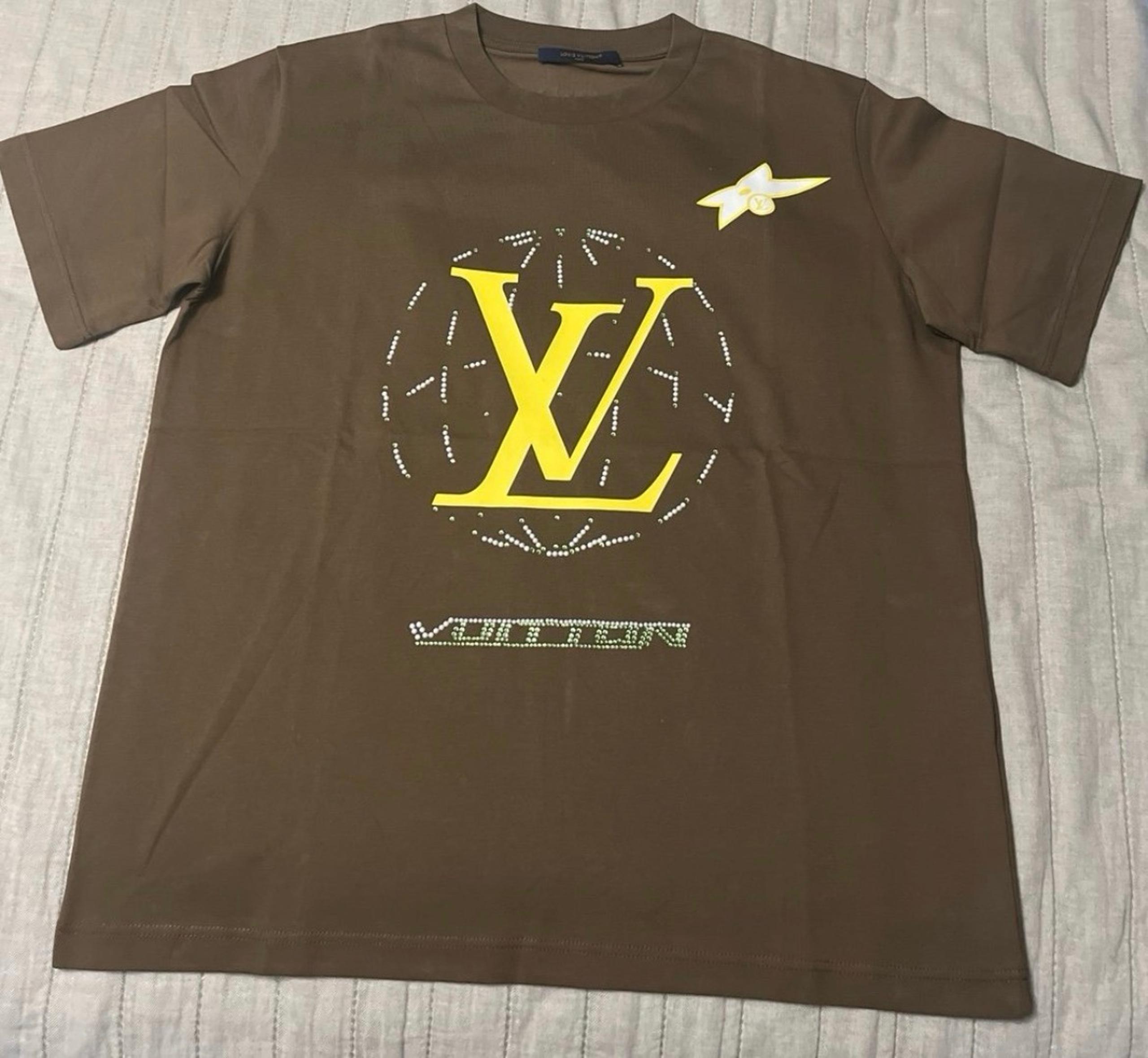 Louis Vuitton brown washed embellished cotton t-shirt