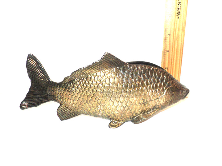 Vintage Koi Carp Fish Letter Holder Brass Metal Napkin or Memo Holder 1960s