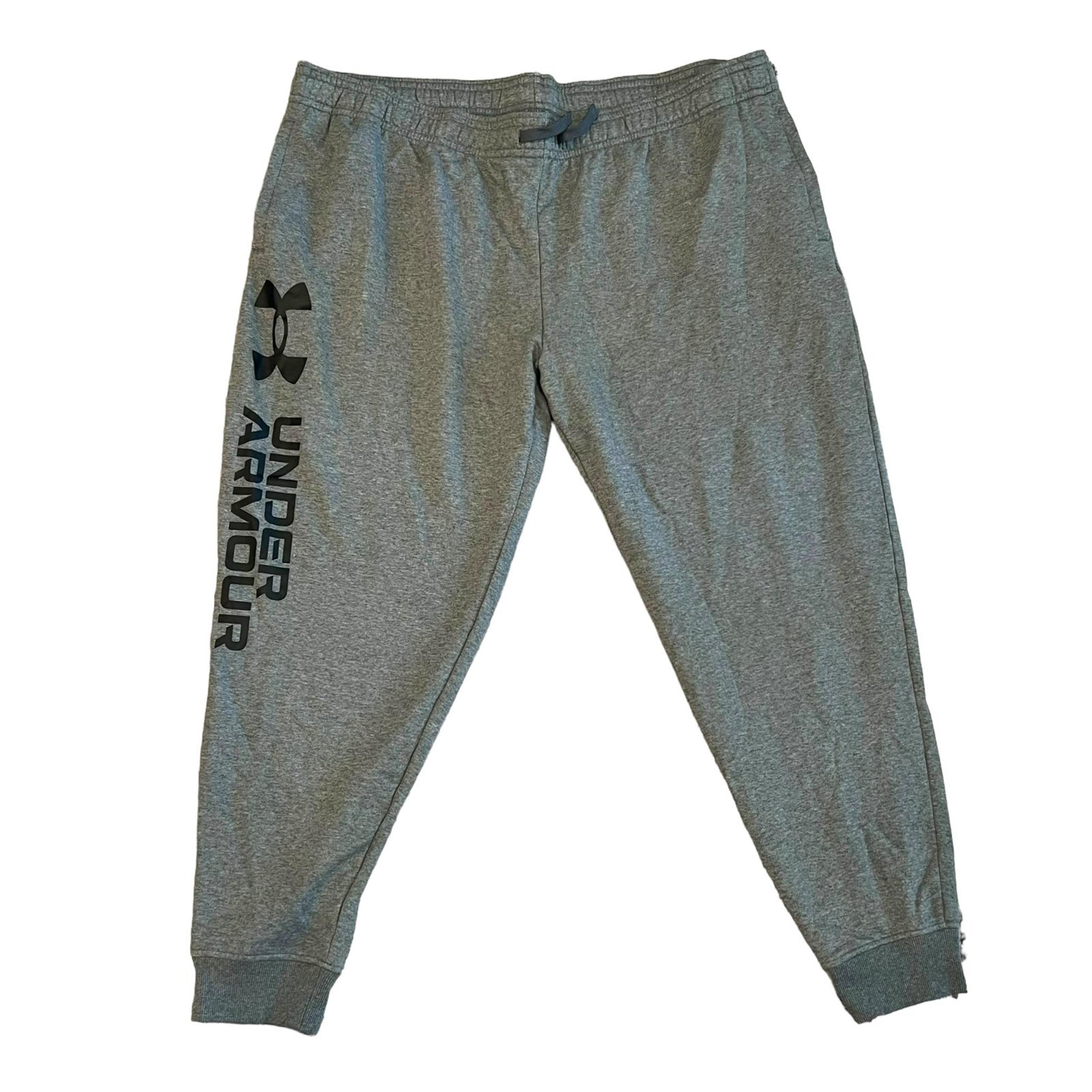Under Armour Men's Rival Fleece Joggers Size 4XL Heather Grey Drawstring Pockets