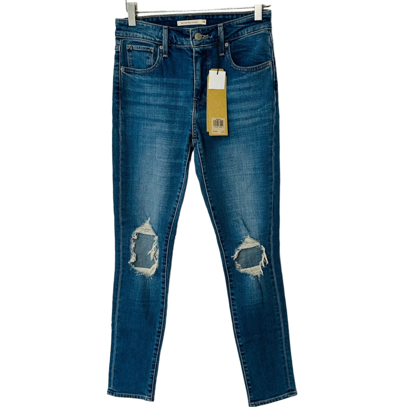 Levi’s 721 High Rise skinny 25x30 blue distressed ripped jeans