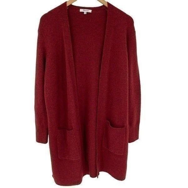 Madewell Kent Cardigan Sweater Heather Scarlet Slouchy Soft Pockets Women XS