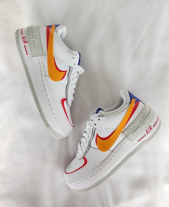 6.5 WOMEN'S Nike Air Force 1 AF1 SHADOW WHITE MULTICOLOR DZ1847-100 SNEAKERS