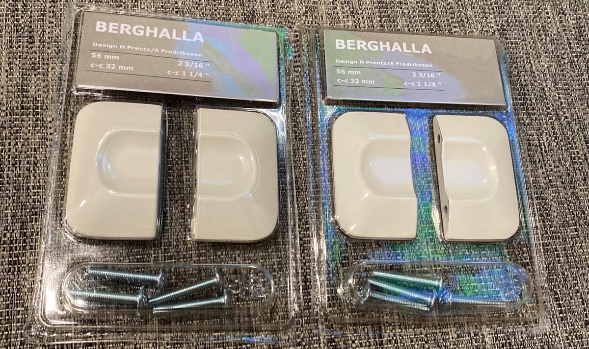 Lot of 35 IKEA BERGHALLA Handle Knobs White 2 3/16 803.228.55 New