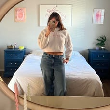 White Fuzzy Hello Kitty x Forever 21 Cropped Hoodie with Pink Embroidery