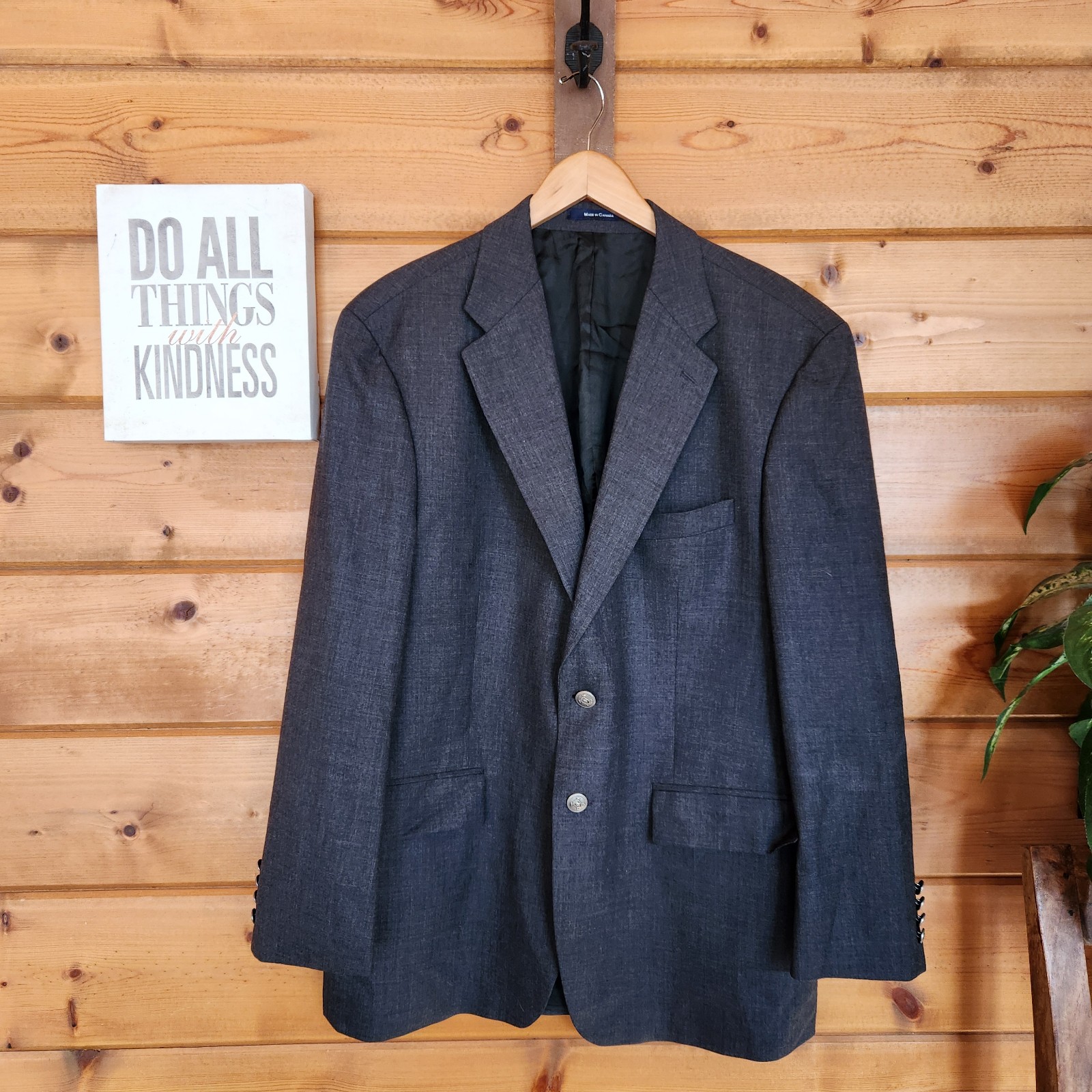 Chaps Ralph Lauren Gray Twill 100% Wool Blazer Sport Coat Vintage Union Sz 44 R