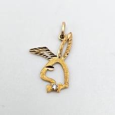 14k Gold Vintage Playboy Bunny Pendant - Diamond Cut, 0.75g