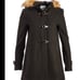 Cole Haan Wool Blend Faux Fur Trim Hooded Coat, Green Size 10
