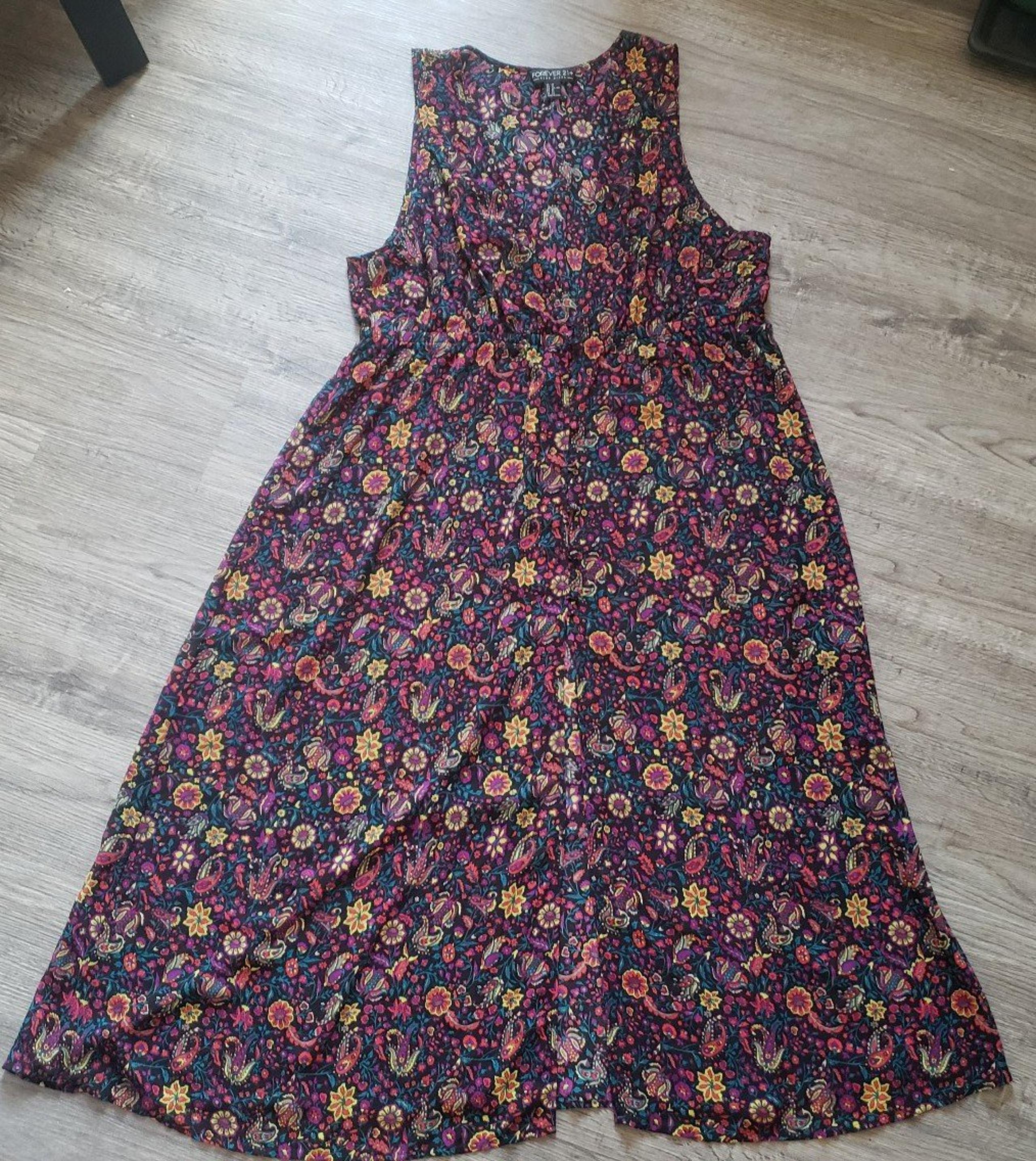 Forever 21 Sheer Black Floral Maxi Dress Size 3X