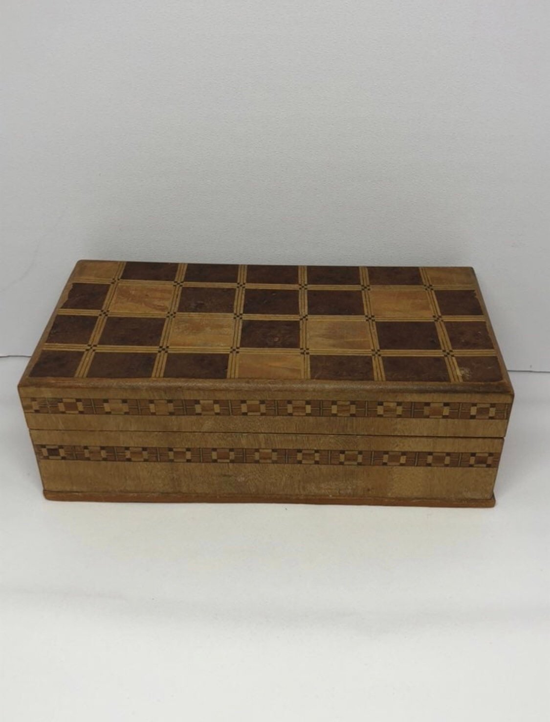 Vintage Mosaic Style Inlaid Wooden Jewelry Box