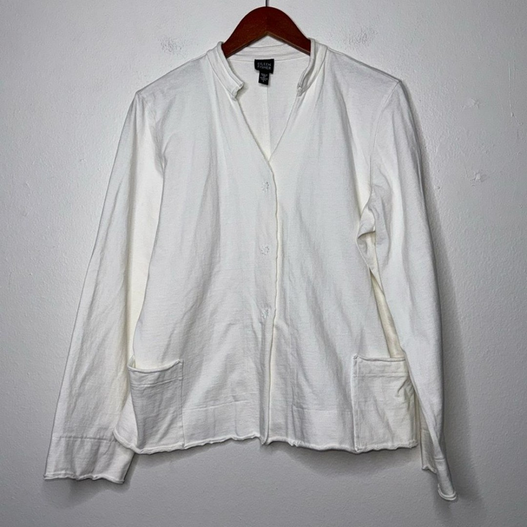 Eileen Fisher Patch Pocket Jersey Cardigan Womens Size Medium