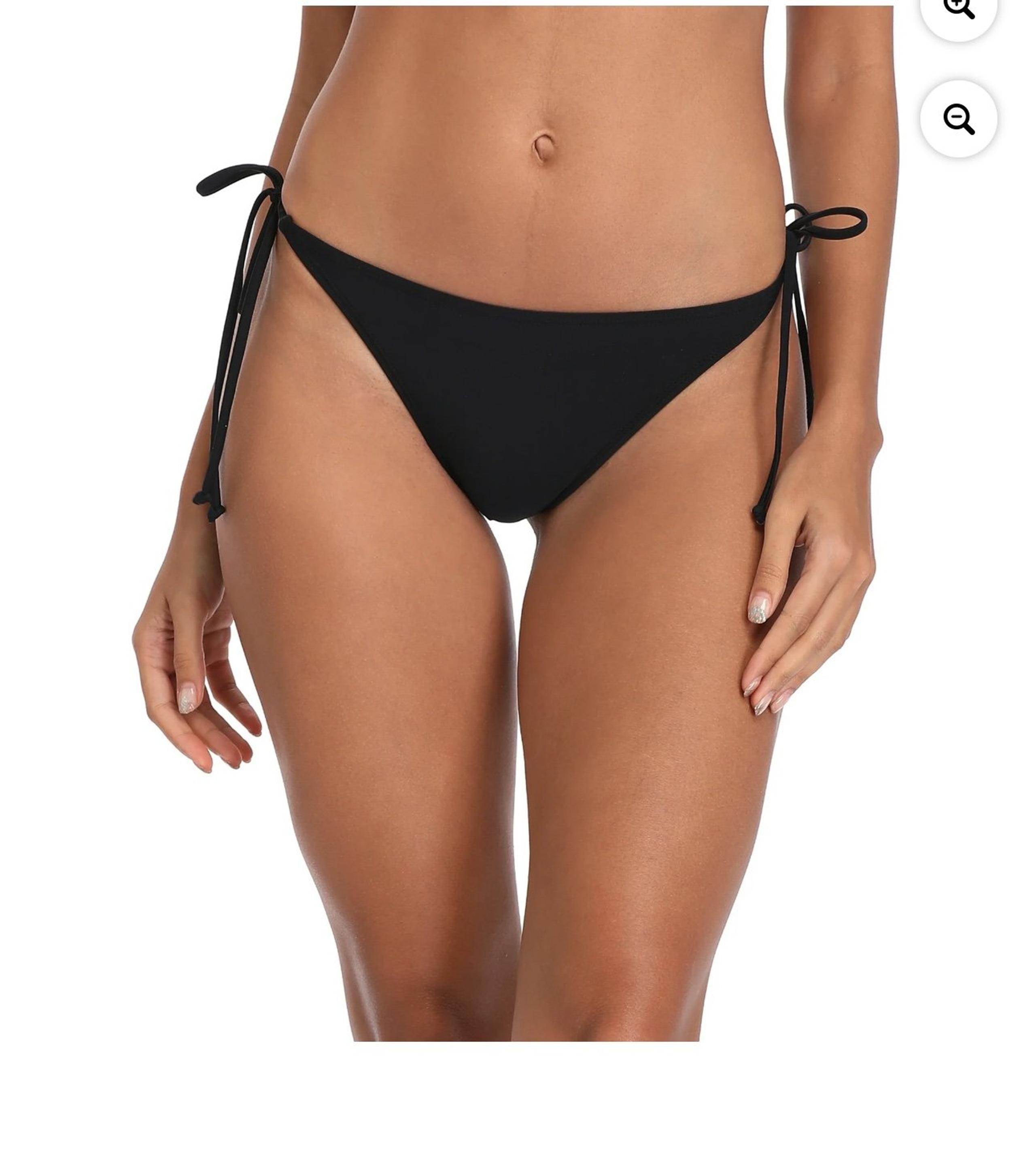 RELLECIGA Women's Black Tie Side Thong Bikini Bottom