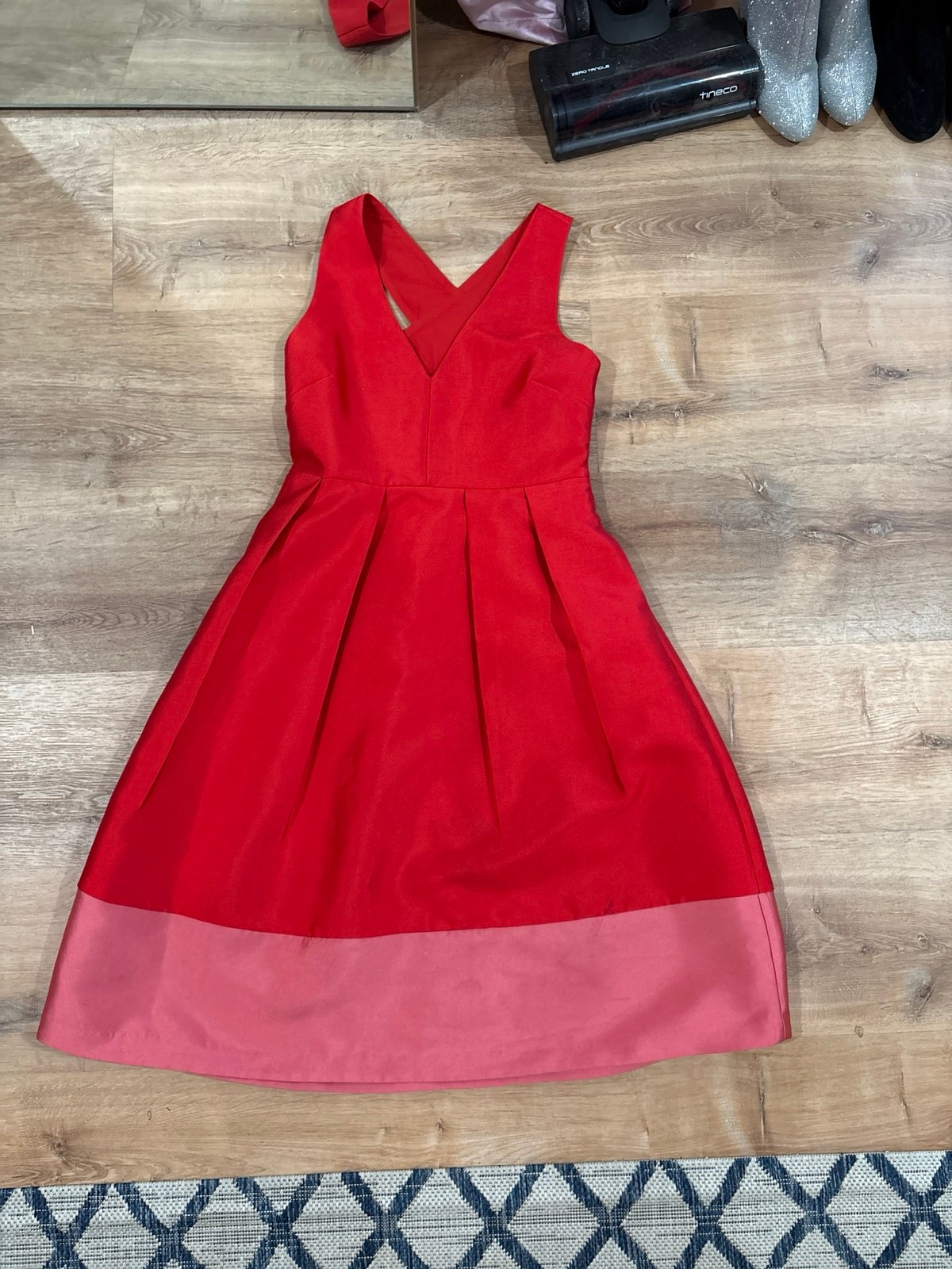 Anthropologie Maeve Parissa Color Block Dress in Red and Pink