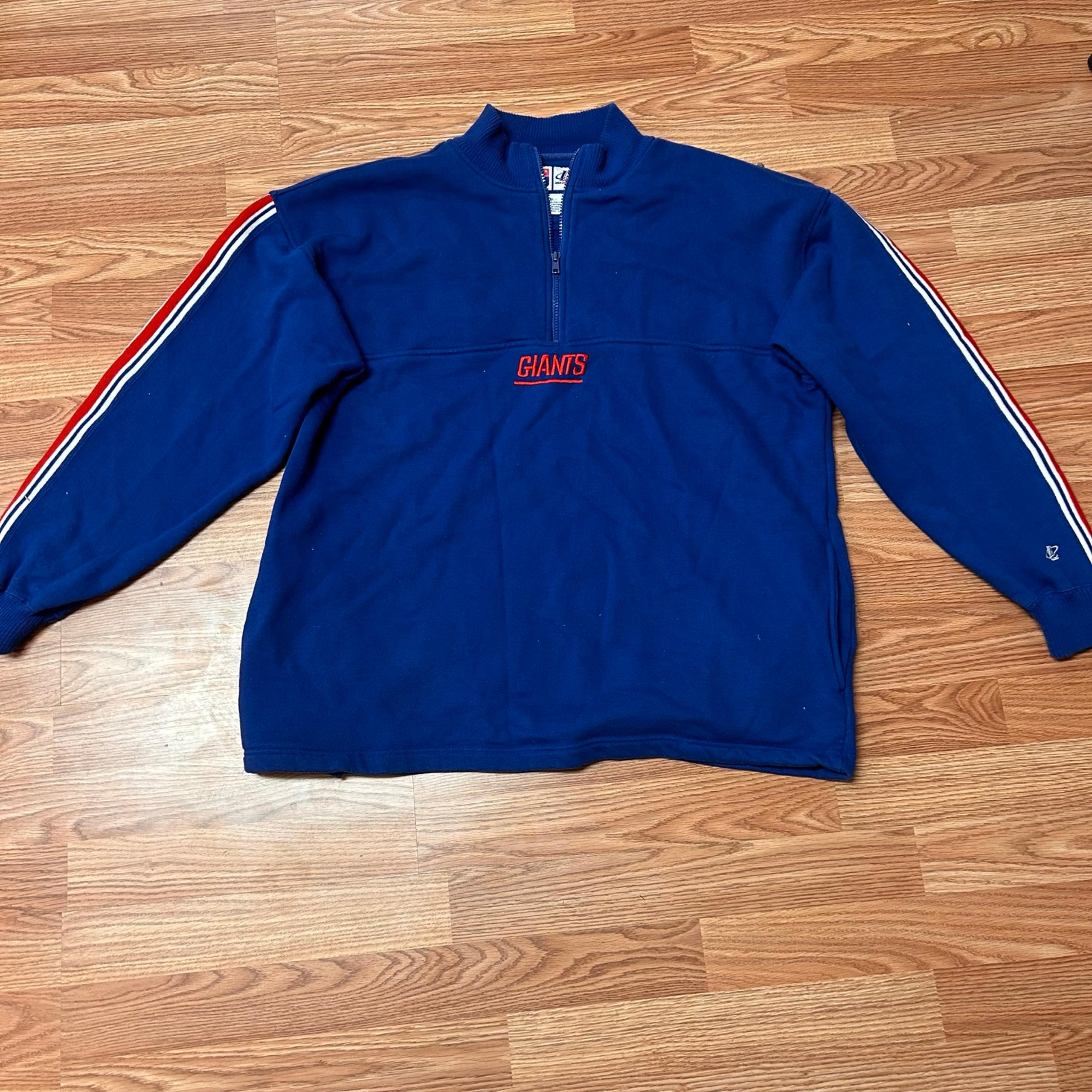 Vintage Logo Athletic New York Giants Men’s Sweatshirt Pullover XL 1/4 Zip Blue