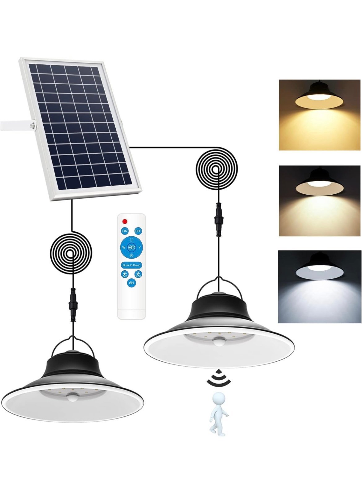Solar Pendant Light, Upgraded Motion Sensor Light Outdoor Solar Lights Indoor Di