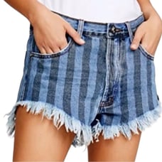 One Teaspoon Zephyr Outlaws Blue Vertical Stripe Raw Fringe Hem Size 26 NWOT