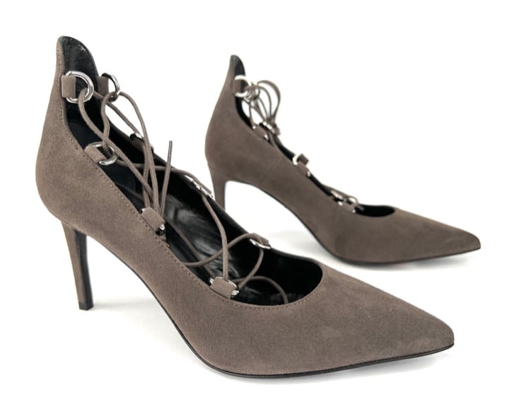Saint Laurent Paris Skinny Thorn Lace-up Suede Wraparound Pumps Size EU 35.5
