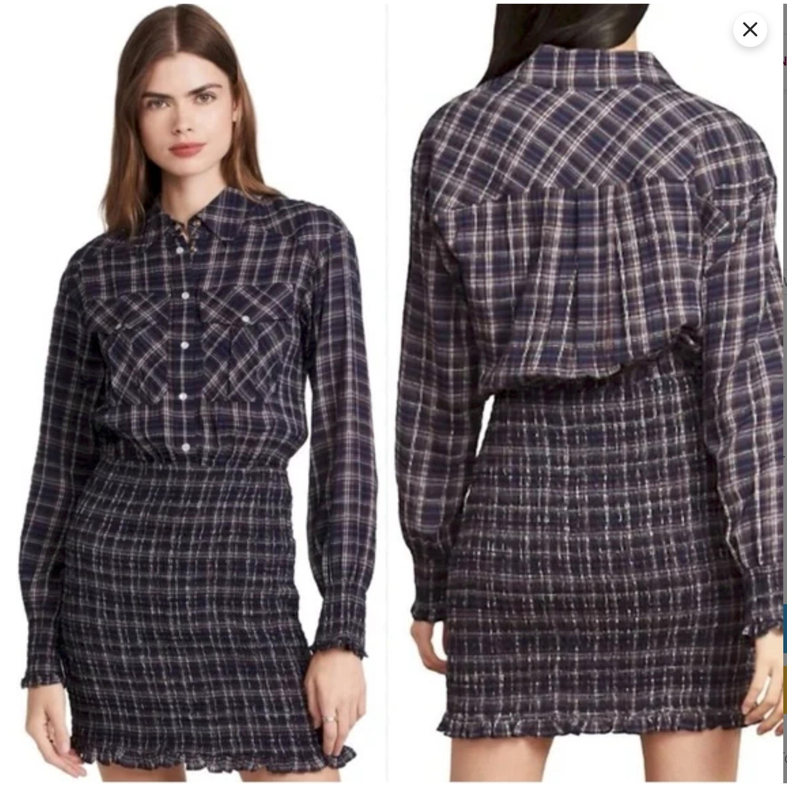 Veronica Beard Melnar Plaid Smocked Shirt Dress – Size 4 – Worn on TV