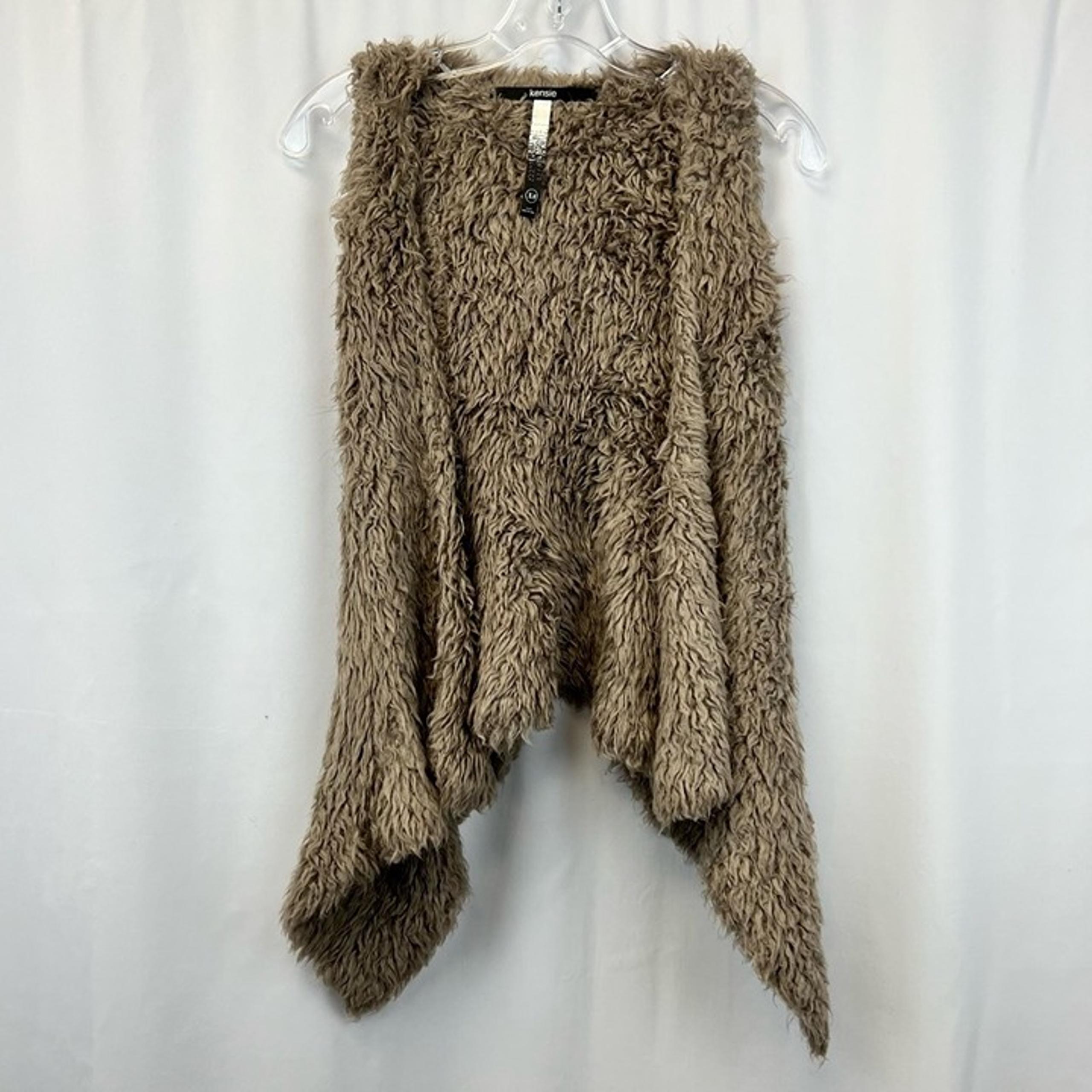 Kensie Womens Vest Brown Asymmetric Hem Open Front XS