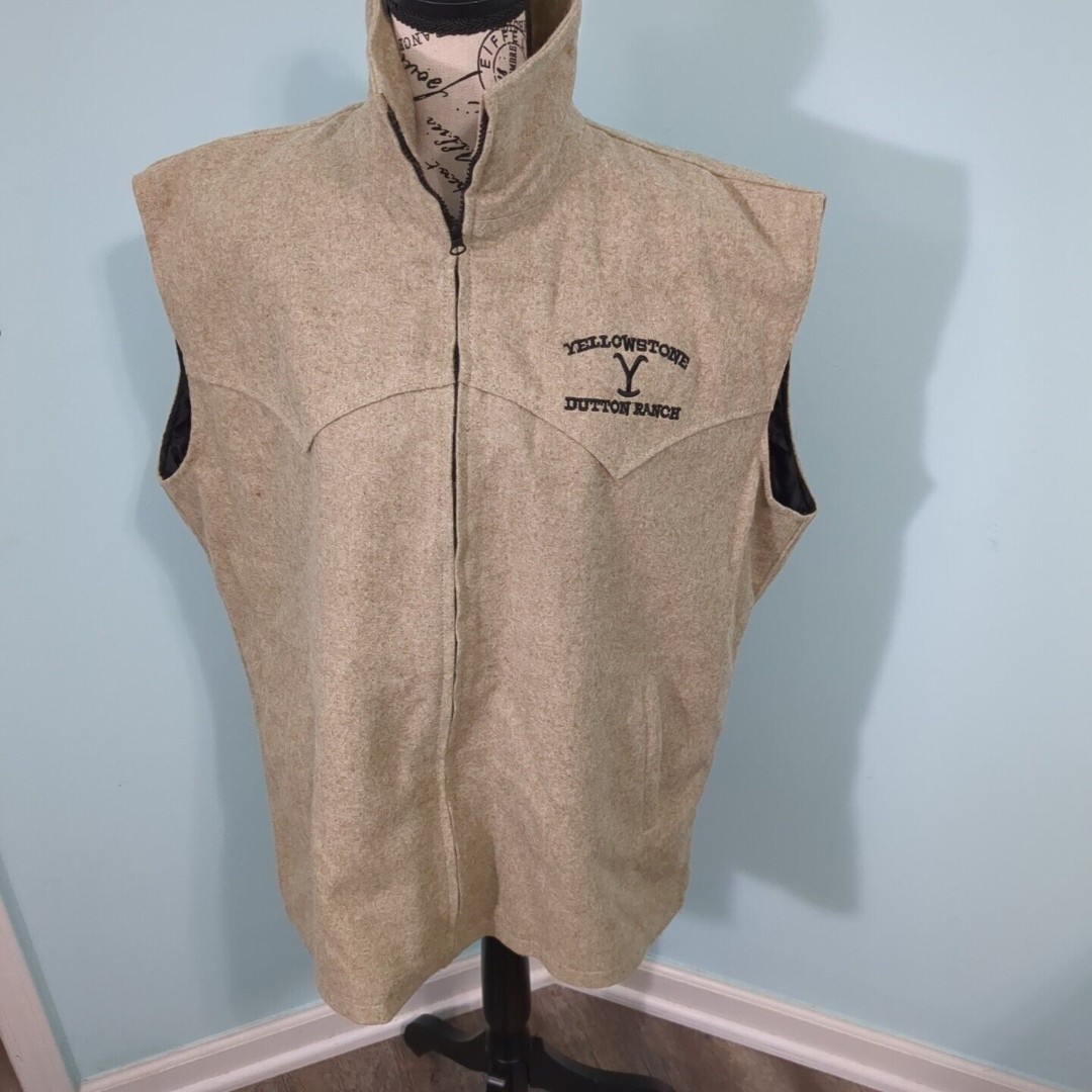 Men's Yellowstone John Dutton Kevin Costner Cowboy Wool Vest 2xl