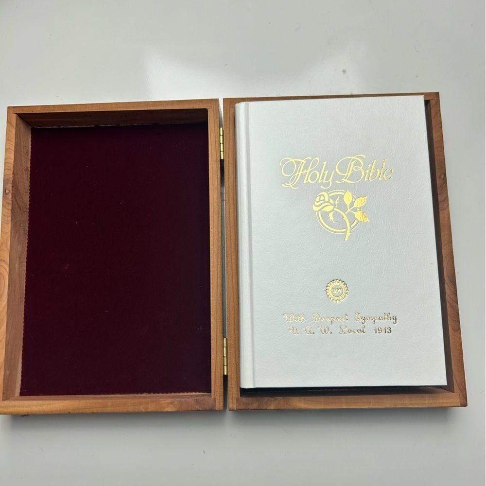 The Holy Bible in cherry wood box New American Bible Thomas Nelson