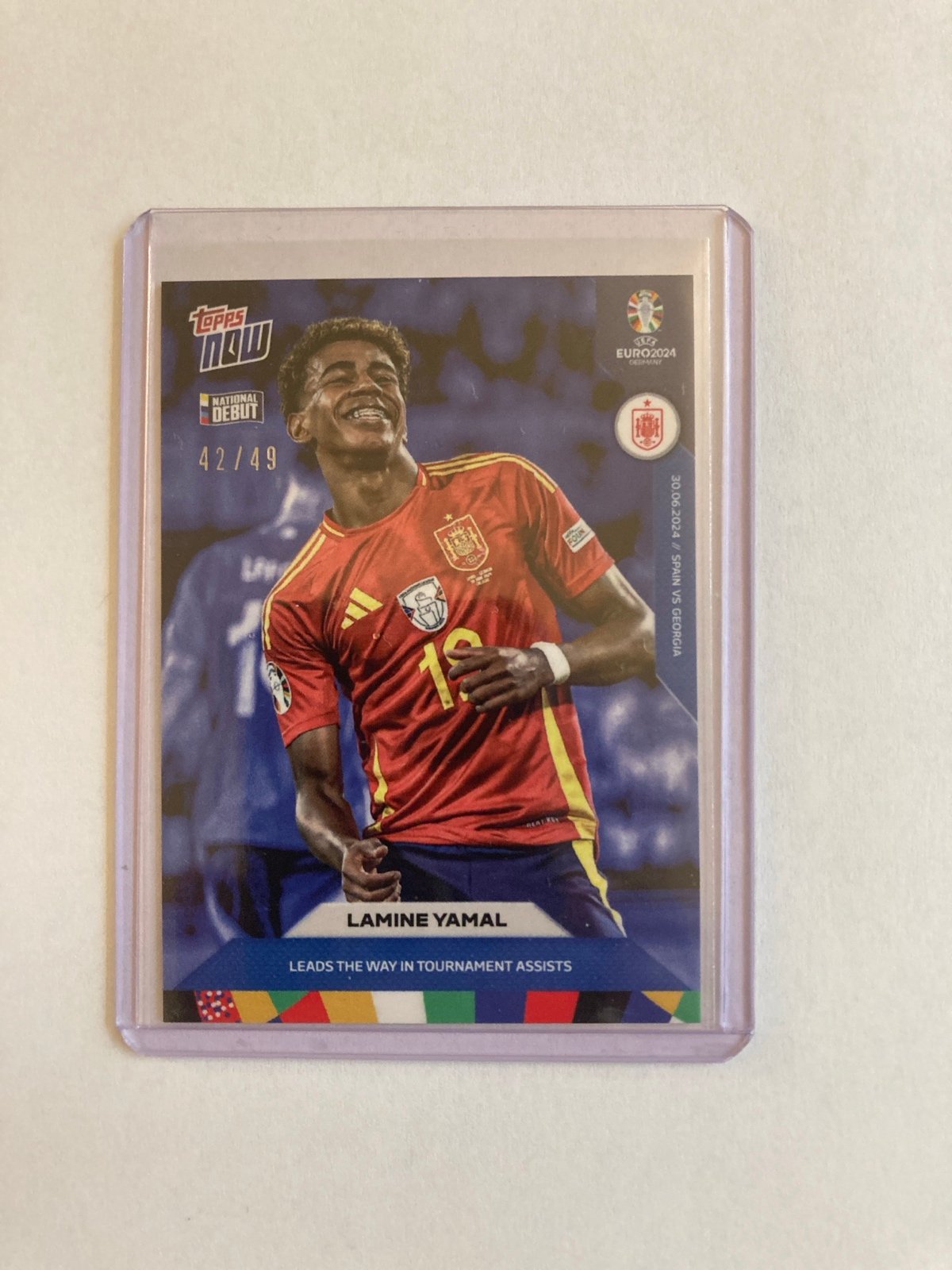 2024 Topps Now Lamine Yamal #38 Euro's Blue Foil SP 42/49