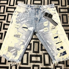 Smoke Rise Ripped Fashion Denim Shorts Size 32 Men