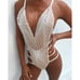 Sexy Sequins One Piece Swimsuit Straps L