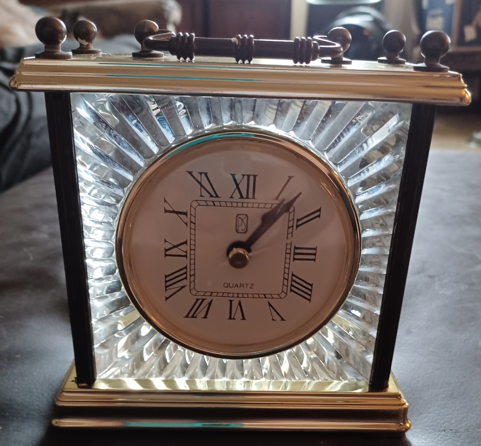 Beautiful Vintage Paul Sebastian Lead Crystal Quartz Desk Mantle Clock V NICE